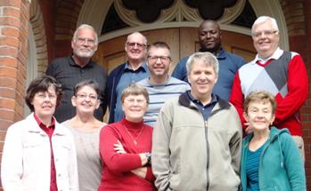 Renewal Fellowship Board Members meet in October 2015 in Simcoe, Ontario: Back Row – Fred Stewart (Executive Director), Doug Johns, Ian McWhinnie, Germaine Lovelace, Bill Harrison (Administrative Assistant). Front Row – Janie Robertson, Karin Cowan, Nan St. Louis, Charles Cook, Linda Shaw. Absent: Duncan Cameron, Leslie Ruo.